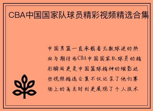 CBA中国国家队球员精彩视频精选合集